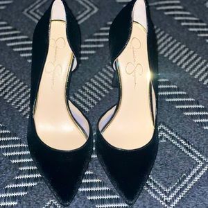 Jessica Simpson Black Velvet Pumps- Like New (Sz 10)